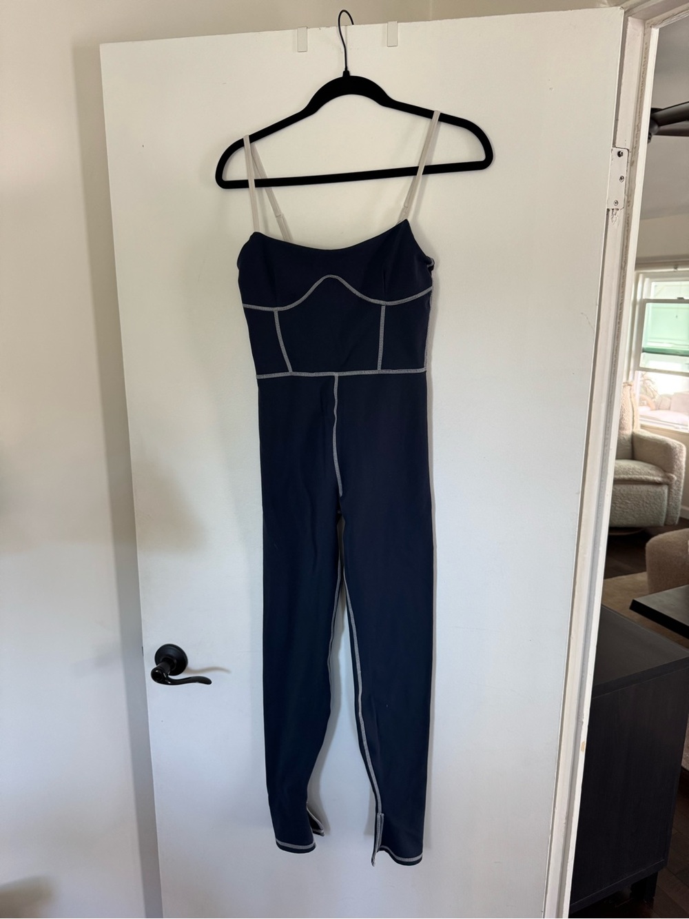 WeWoreWhat Navy Spaghetti-Strap Jumpsuit